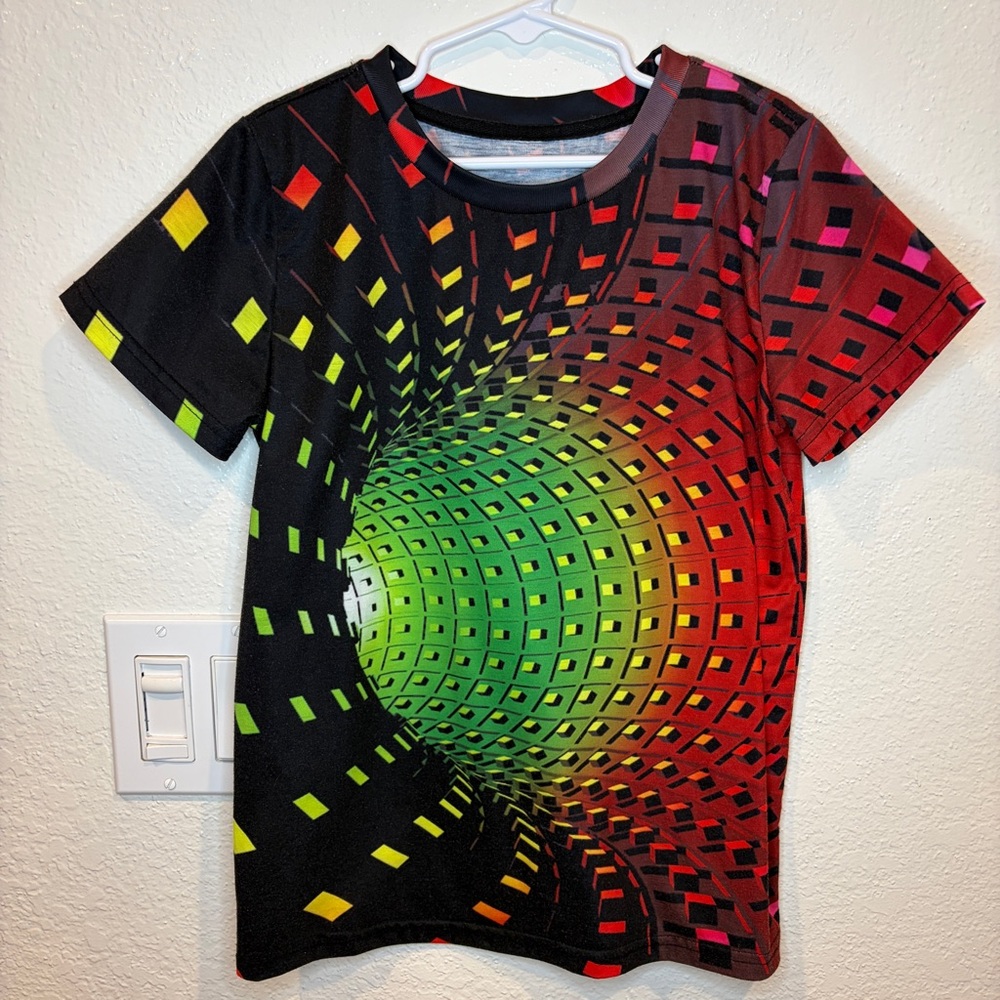 Rainbow Vortex Optical Illusion Graphic Tee